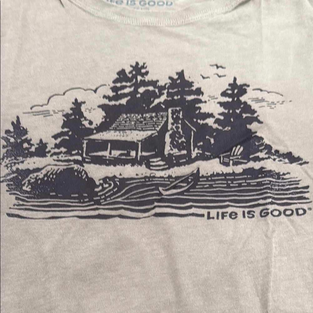 Small Life is Good olive green  Graphic T-Shirt - Picture 4 of 5